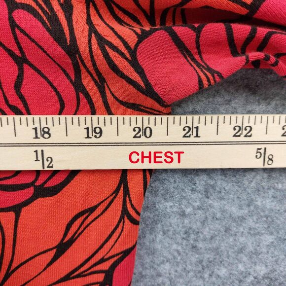 Harold's Sweater Womens Sz L Orange Red Floral Silk Blend Button Up Cardigan - Picture 4 of 9